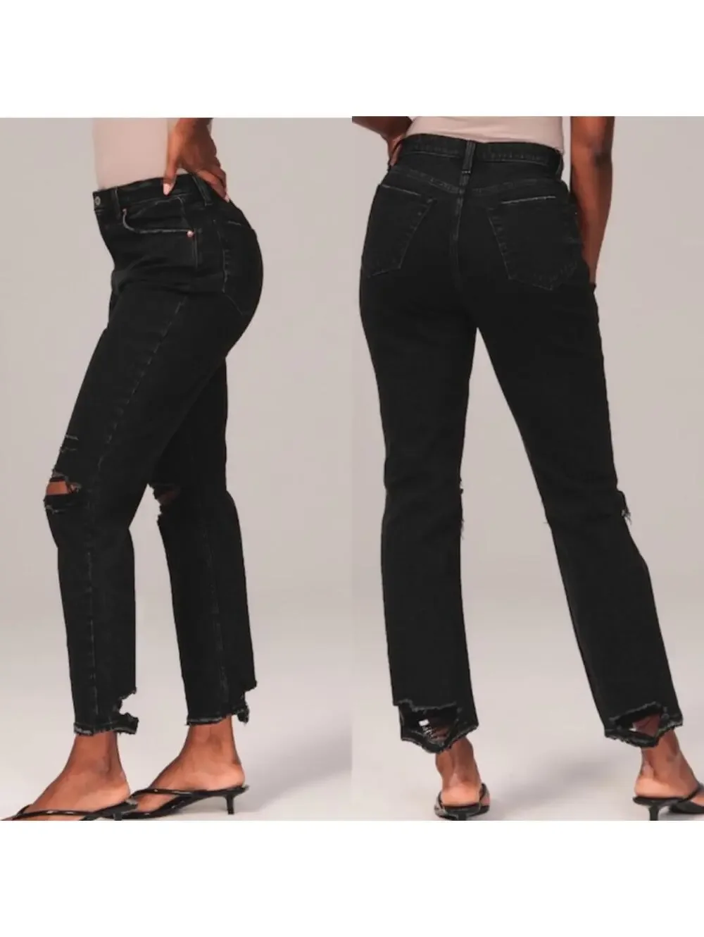 Abercrombie & Fitch Ankle Straight Ultra High Rise Curve Jeans Black Women 27/4R - Picture 12 of 14